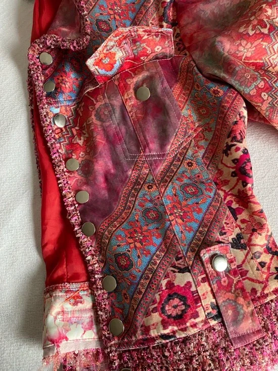 Boho Chic Multi-Pattern Fringe Jacket - Picture 6 of 6